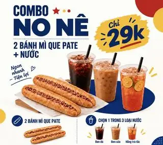 Hình ảnh 2 bánh mì que - nước tự chọn