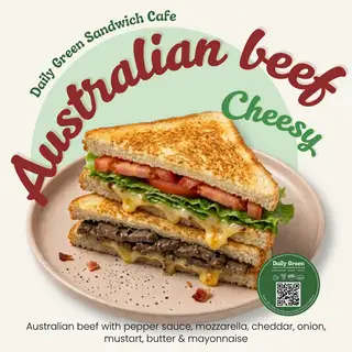 Hình ảnh Sandwich bò Úc sốt tiêu đen và phô mai - beef & cheese
