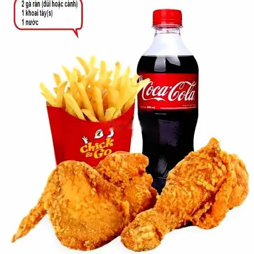 Hình ảnh Combo 1C (1 đùi gà rán+ 1 cánh + 1 khoai tây 100g + 1 coca 250ml)