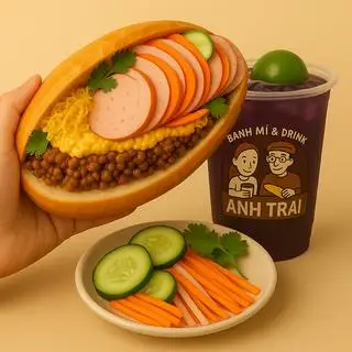 Hình ảnh Siêu Đã - Bánh Mì No Nê + Trà Tắc Nho