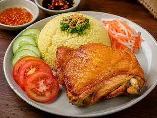 Hình ảnh cơm gà má đùi 