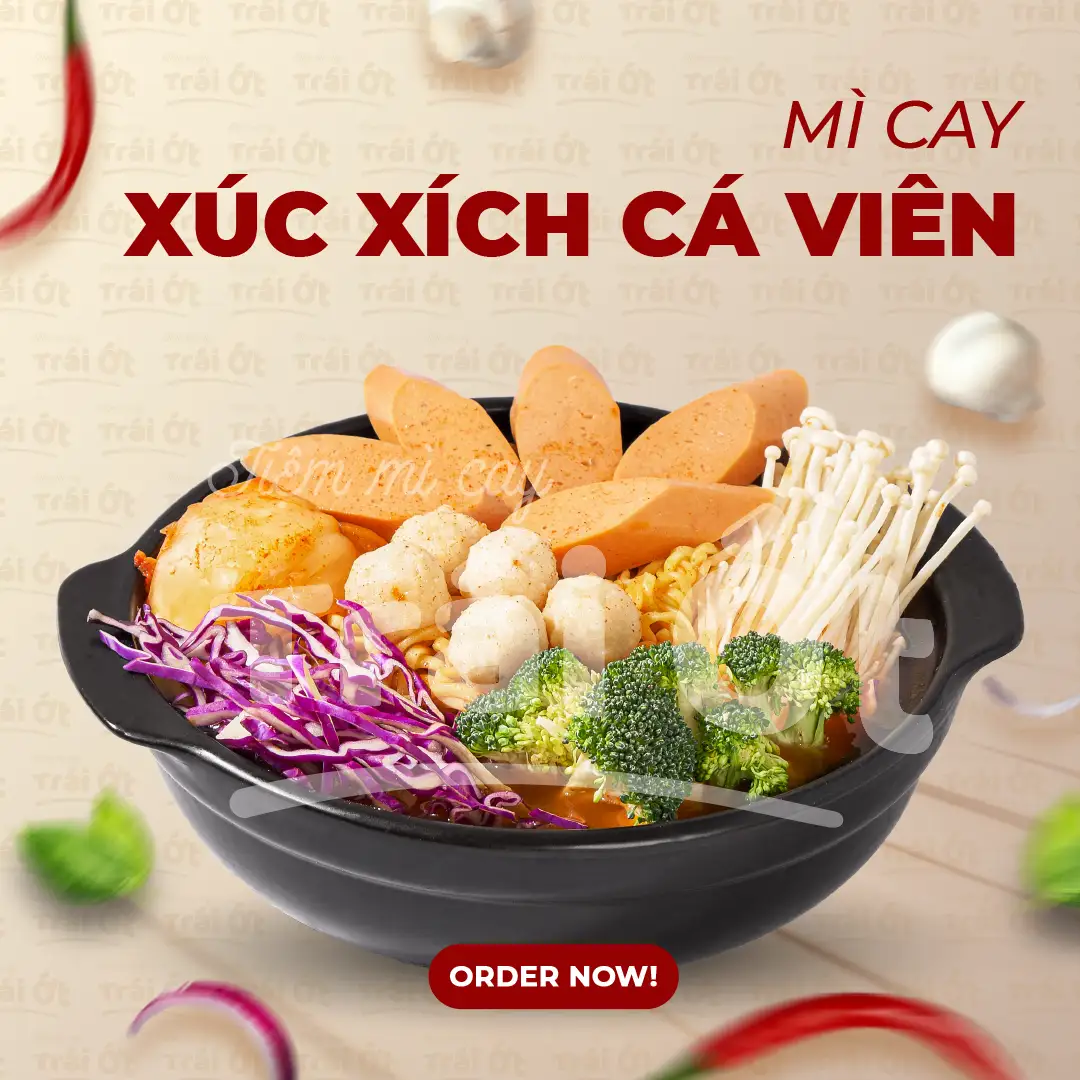 Mì Cay Xúc Xích Cá Viên - 48.000 ₫ tại Mì Cay Trái Ớt - Hoàng Hoa Thám