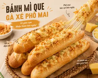 Bánh mì que Gà pho mai - 27.000 ₫ tại Mini Chic - Bánh Mì Que, Cà Phê & Trà - Hoàng Sa