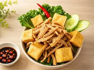 Hình ảnh Bún nước tương Sườn non chay -Ðậu hủ