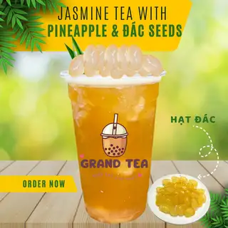 Trà Lài Đác Thơm/Jasmine Tea with Pineapple & Palm Seeds - 49.000 ₫ tại Grand Tea - Trà Sữa & Nước Dừa Sinh Tố Đá Xay - Bình Lợi