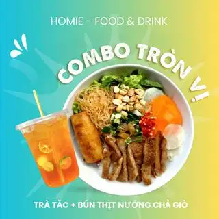 Hình ảnh Bún thịt nướng chả giò + trà tắc