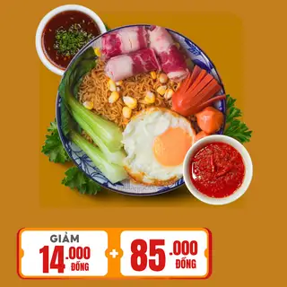 Hình ảnh Mì Trộn Indomie Bò Cuộn Nấm