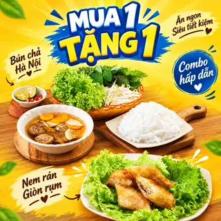 [1 TẶNG 1] Mua Bún chả HN tặng Nem rán - 58.000 ₫ tại Bún Chả Hà Nội 1982 - Cô Giang