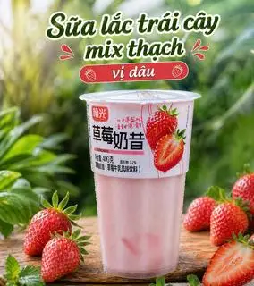 Sữa Lắc Trái Cây Mix Thạch Vị Dâu 400g Full Topping - 25.000 ₫ tại SaLim - Trà Trái Cây, Nước Sữa Chua & Ăn Vặt - Võ Văn Kiệt