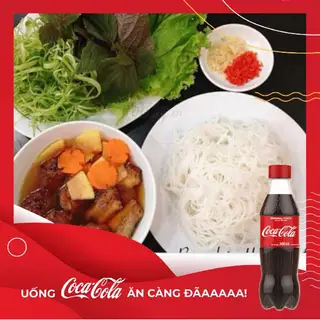 Hình ảnh bún chả chấm lớn + coca