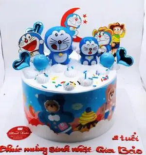 Hình ảnh bánh sinh nhật mèo doremon ,(bánh dành cho 4-6 người ăn )