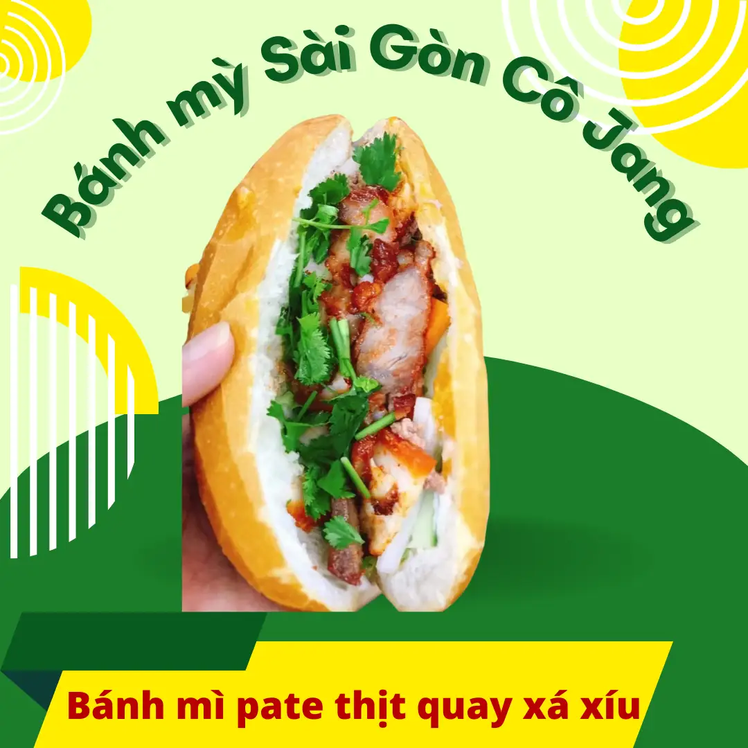 Hình ảnh bánh mì pate thịt quay xá xíu