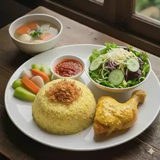 Hình ảnh cơm đảo gà sốt phô mai ( kèm salad, hàh phi ) 