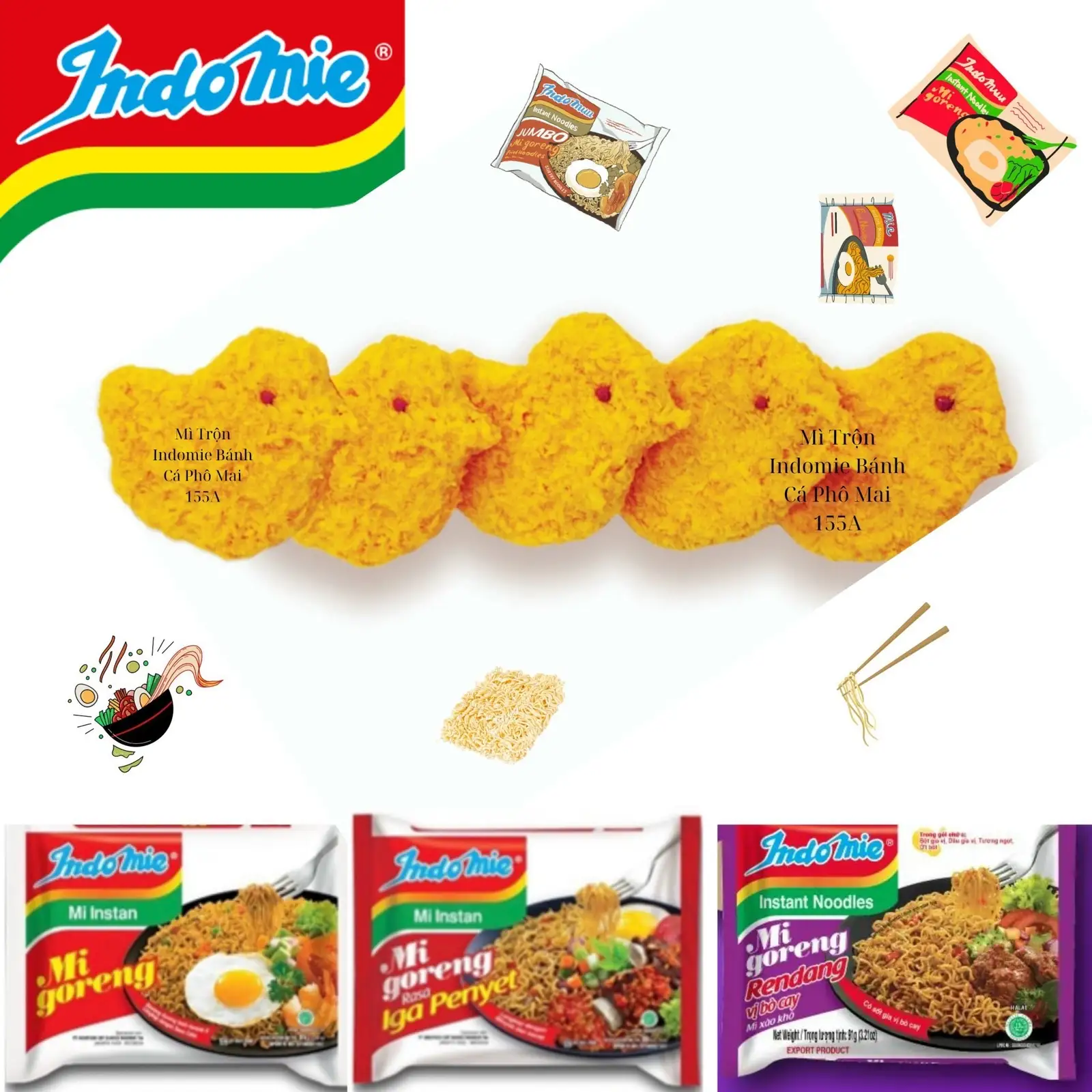Mì Trộn Bánh Gà Phô Mai  - 45.000 ₫ tại Mì Trộn Indomie & Bánh Cuốn Nóng 155A - Triệu Quang Phục