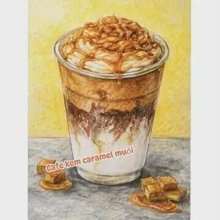 Hình ảnh cafe kem caramel muối