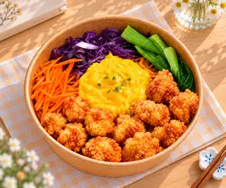 Hình ảnh Mì trộn gà viên sốt Hàn