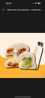 Hình ảnh một bánh bao xá xíu phomai + một bánh bao cốm dừa + một sữa đậu nành