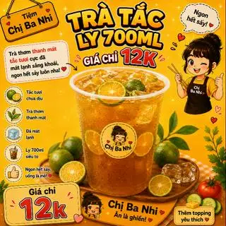 Trà tắc (700ml) - 12.000 ₫ tại Chụy Ba Nhi - Bánh Tráng, Mì Trộn & Cá Viên Chiên - Phạm Thế Hiển