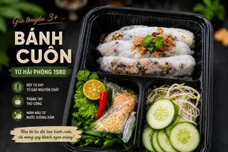 Bánh cuốn nhân không chả - 34.000 ₫ tại Bánh Cuốn Gia Truyền 3+-Phạm Văn Hai