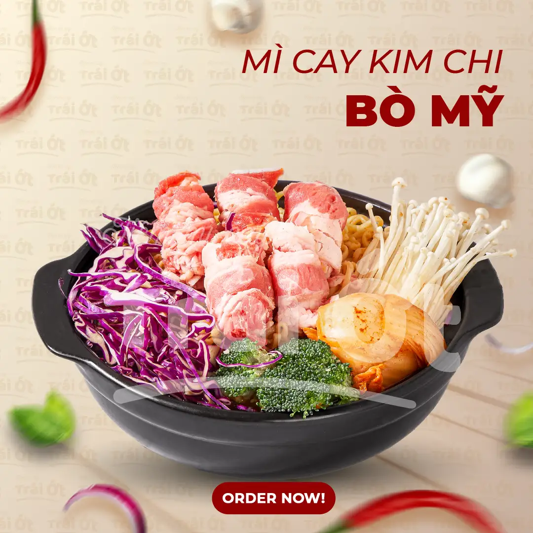Mì Cay Kim Chi Bò Mỹ - 82.000 ₫ tại Mì Cay Trái Ớt - Hoàng Hoa Thám