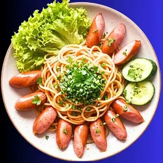 Hình ảnh Mỳ Trộn 15 Miếng Xúc Xích Bò mini Hầm Đậu