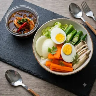 Hình ảnh Cơm tôm kho quẹt rau củ