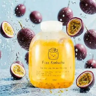 Hình ảnh Trà kombucha chanh leo thơm mát - có ga - tặng kèm cốc đá