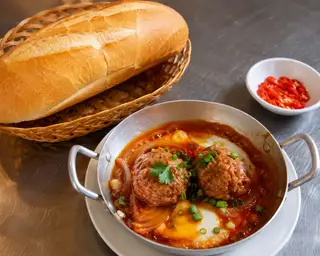 Hình ảnh Bánh mì chấm xíu mại