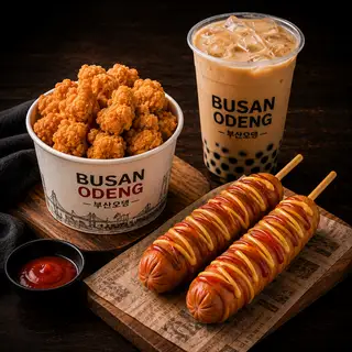 Hình ảnh Combo gà chiên popcorn - hotdog - trà sữa ô long