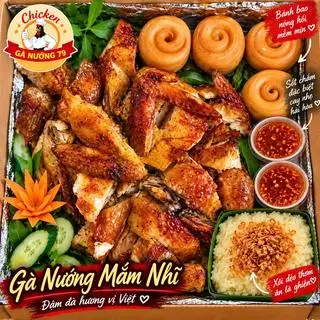 Hình ảnh Gà nướng mắm nhĩ - xôi - cắt sẵn