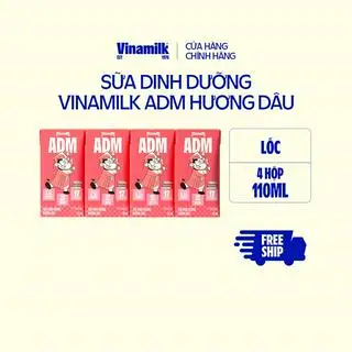 Hình ảnh Sữa dinh dưỡng Vinamilk ADM Hương dâu - Lốc 4 hộpx110ml_04CA32_LOC