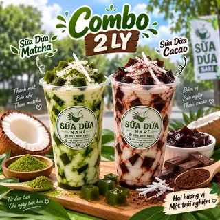 Hình ảnh Combo 2 sữa dừa matcha và cacao