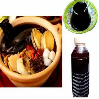 Hình ảnh Gà ác bào ngư ( 1 gà 2 bào ngư) + 1 chai la hán quả + 1 ly quy linh cao