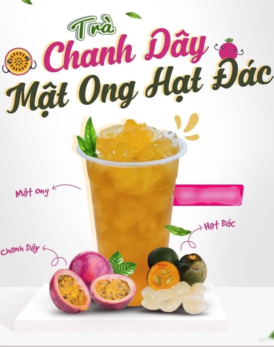 Trà Chanh Dây Mật Ong Hạt Đác Trân châu trắng -Ly khủng  - 33.000 ₫ tại Quán Chay Phước Duyên - Bún Bò Huế Chay - Thành Thái