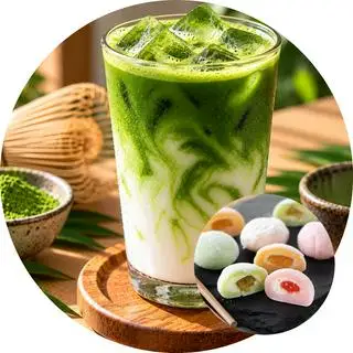 Hình ảnh Set Matcha latte và bánh mochi