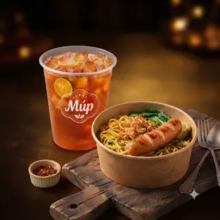 Hình ảnh Combo Mì Trộn Xíc Xích + Hồng Trà Tắc \Trà Tắc Thái Xanh