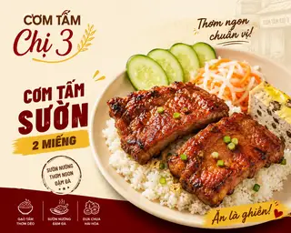 Cơm Tấm Sườn 2 Miếng  - 70.000 ₫ tại Cơm Tấm Chị 3 - Vườn Chuối