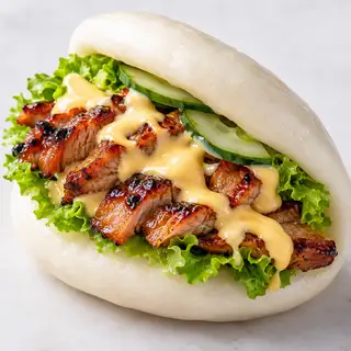Hình ảnh Bao kẹp thịt nướng sốt phomai
