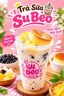Hình ảnh Trà sữa full topping có bánh plan