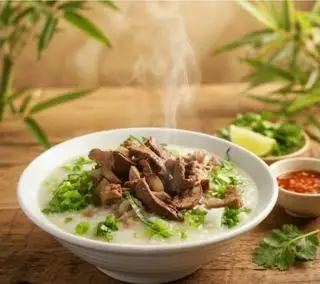 Hình ảnh cháo thịt bằm thêm tim