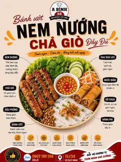 Bún Nem nướng chả giò  - 48.750 ₫ tại Bún Thịt Nướng A.Bình 88 - Võ Duy Ninh