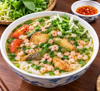 Hình ảnh Combo 2 Bún(hoặc bánh đa) Cá Chiên+Tôm