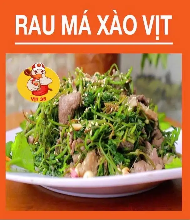 Hình ảnh vịt xào rau má 