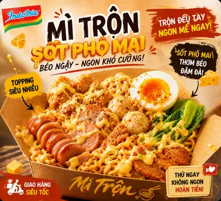 Hình ảnh Mì trộn xốt đặc biệt .,tặng kèm xốt pho mai phun Topping  