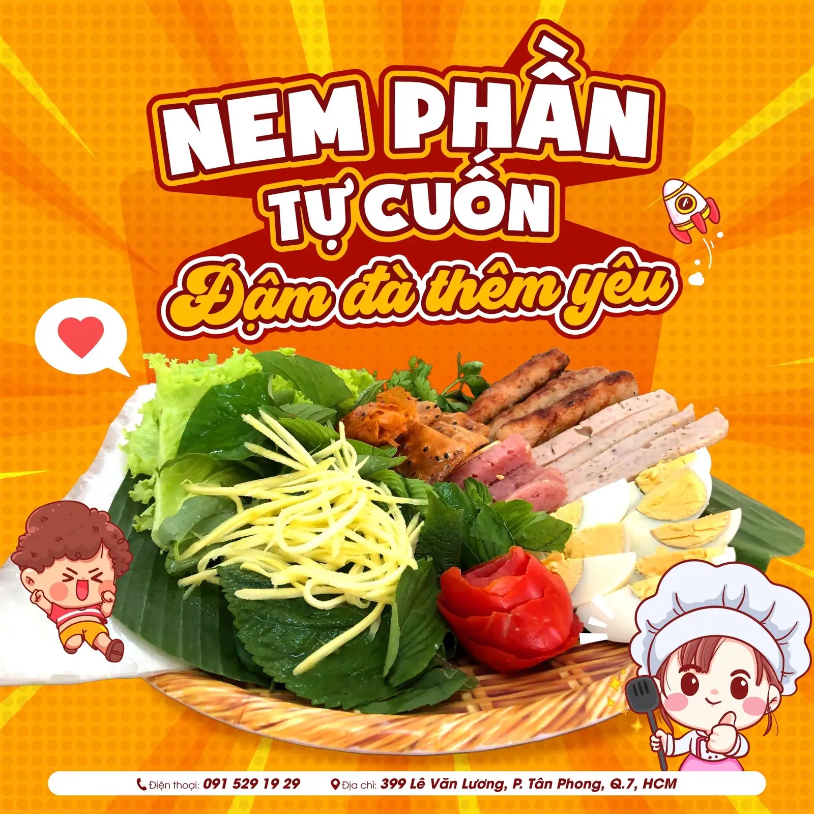 Nem phần tự cuốn - 90.000 ₫ tại Phan Rang Quán - Bánh Căn & Nem Cuốn - Lê Văn Lương