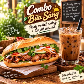 Hình ảnh Combo Bữa Sáng : Bánh Mỳ Thịt Nướng + Nâu Đá