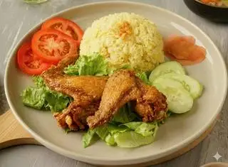 Hình ảnh cơm cánh gà sốt mắm tỏi