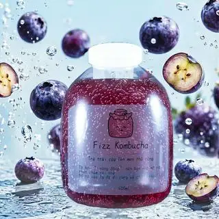 Hình ảnh Trà kombucha việt quất đậm vị trái cây - có ga - tặng kèm cốc đá