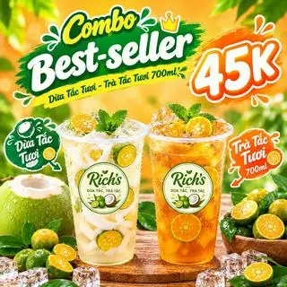 Combo best-seller 2 ly dừa tắc tươi & trà tắc 700ml - 45.000 ₫ tại Dừa Tươi & Trà Tắc - Rich's - Điện Biên Phủ