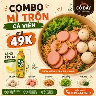 Hình ảnh Combo 3 (Mì trộn cá viên+nước ngọt)